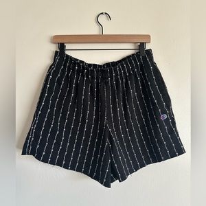 Champion Powerblend All Over Script Logo Sweat Shorts Black & White Size XL